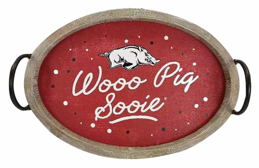 University of Arkansas Wooden Serving Tray-License held by: ProjectXZY, Inc. DBA Valiant Gifts