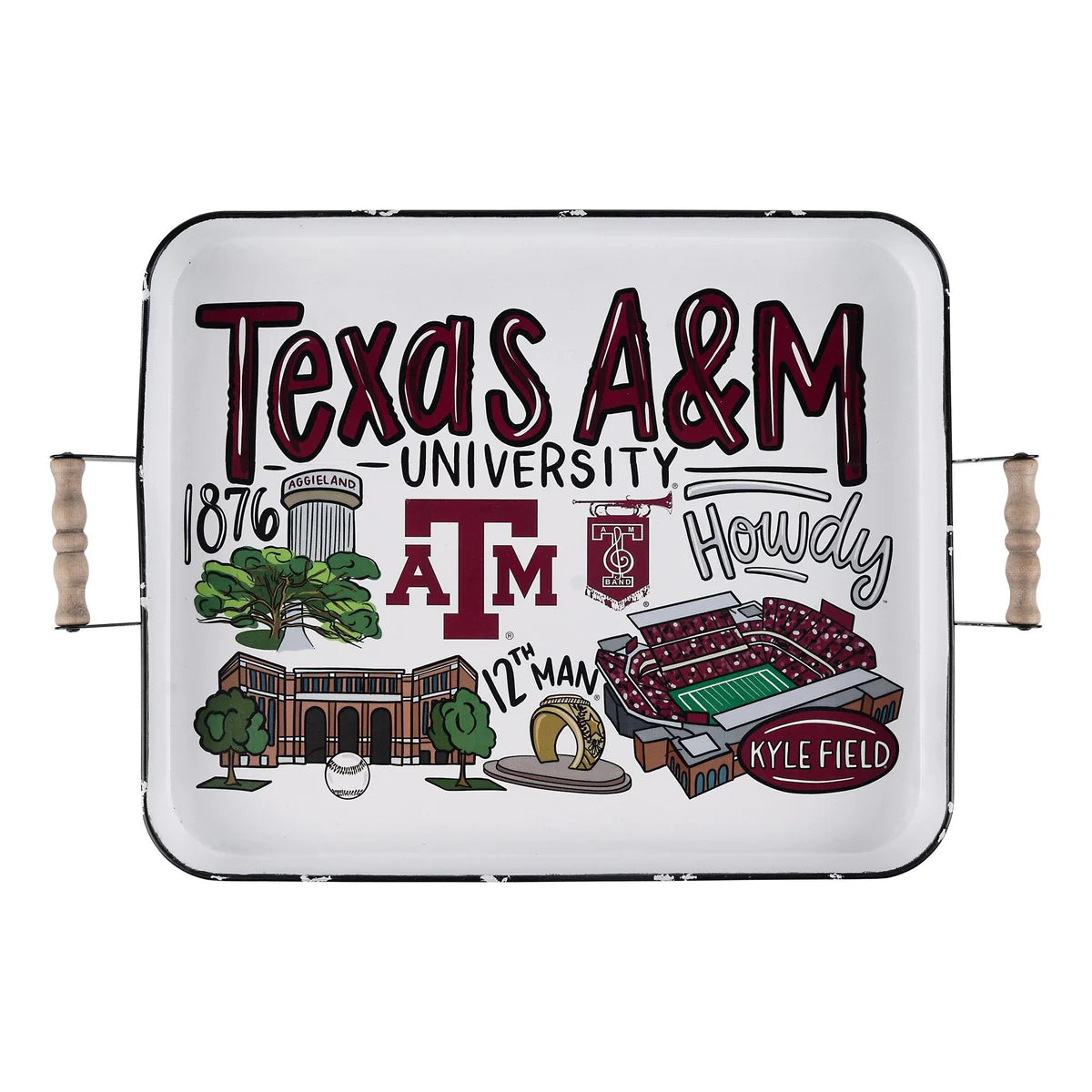 Texas A & M Enamel Tray-Licensed by Glory Haus