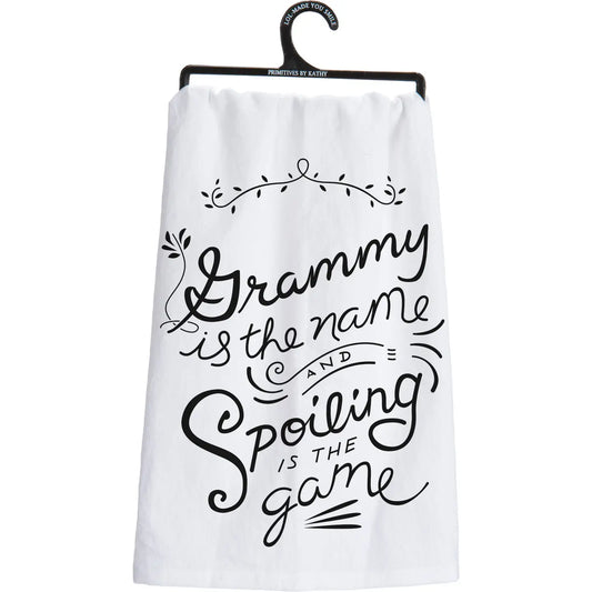 GRAMMY IS THE NAME SPOILING IS THE GAME Tea Towel