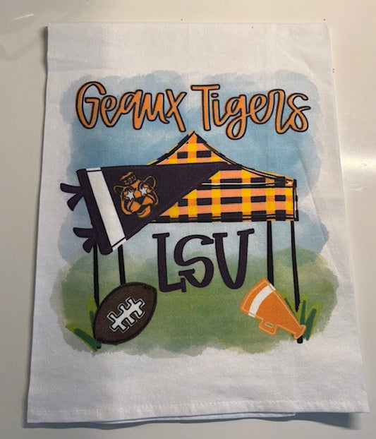 LSU Tea Towel-licensed carried by Bunnies and Bows