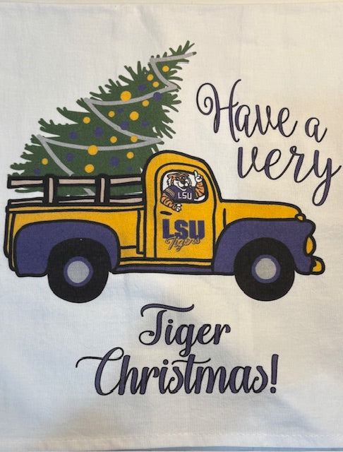 LSU Christmas Towel-Licensed by Bunnies and Bows
