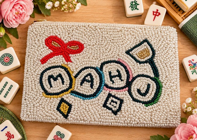 Mahjong Wallet white and red beads