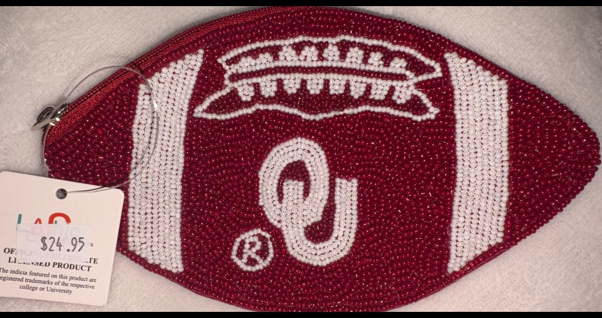 Oklahoma University Beaded Clutch-Licensed carried by La Chic Designs