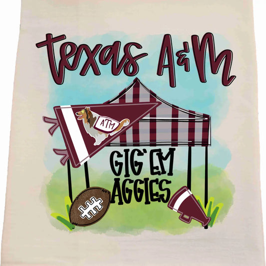 Aggie Tailgate Tea Towel-Licensed carried by Bows and Bunnies.