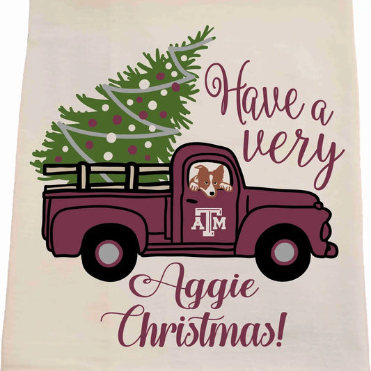 Aggie Christmas Tea Towel-Licensed carried by Bows and Bunnies.