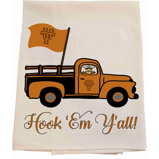 University of Texas Truck Tea Towel-Licensed carried by Bows and Bunnies.