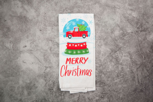 Merry Christmas - Red Truck Tea Towel