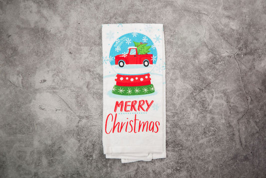Merry Christmas - Red Truck Tea Towel