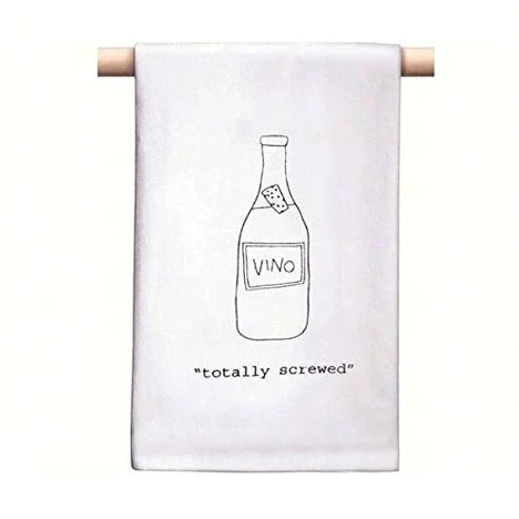 Vino Totally Screwed Tea Towel