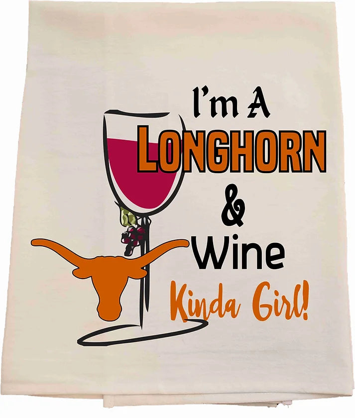 University of Texas Wine Tea Towel-Licensed carried by Bows and Bunnies.