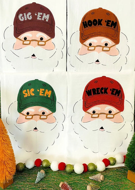 Collegic Santa Tea Towels-Licensed carried by Bows and Bunnies.