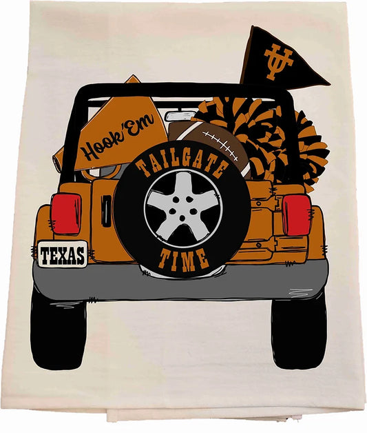 University of Texas Tailgate Tea Towel-Licensed carried by Bows and Bunnies.