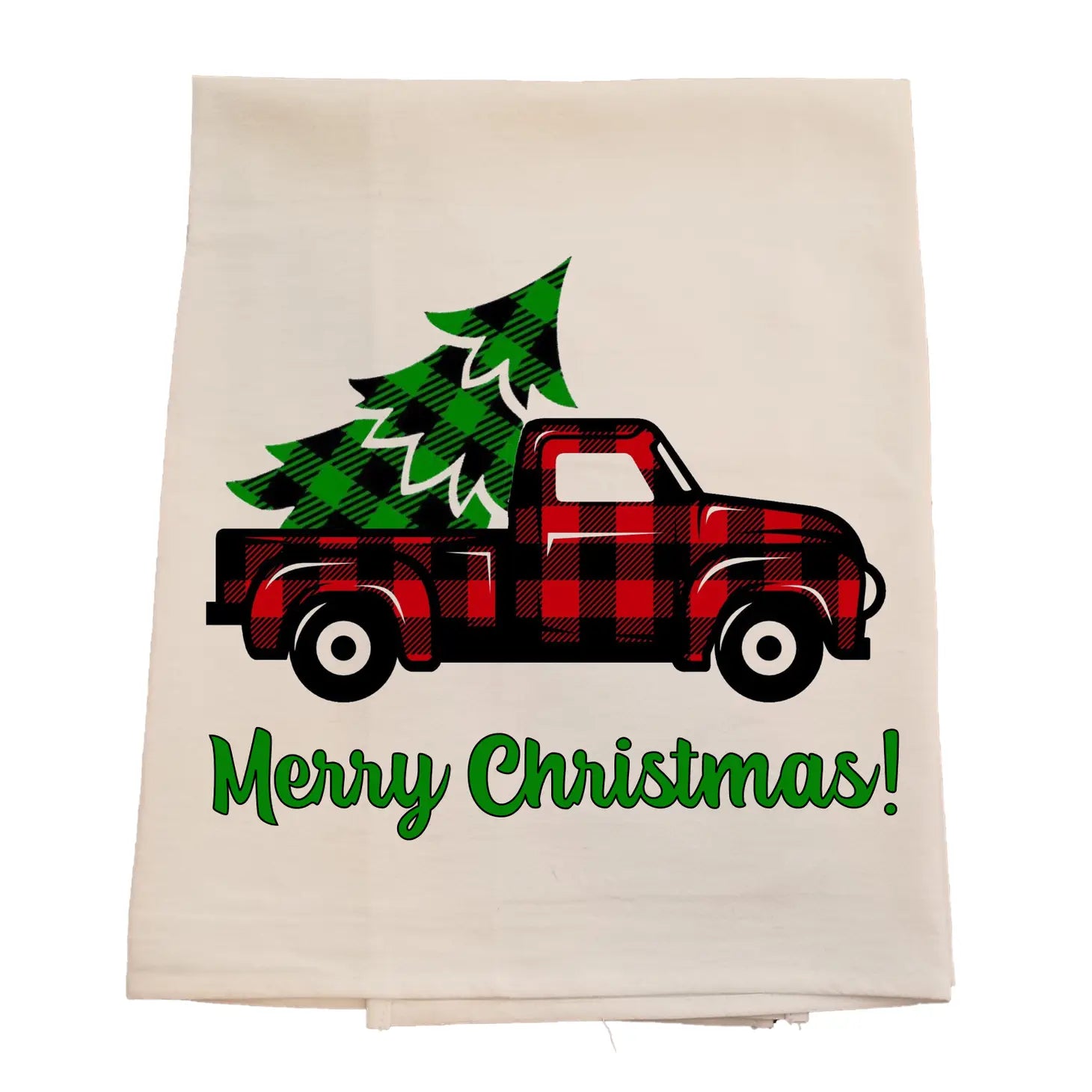 Merry Christmas Truck Tea Towel