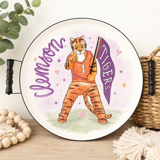 Clemson Round Tray License carried by Glory Haus