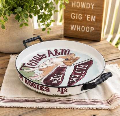 Texas A & M Round Tray Licensed by Glory Haus