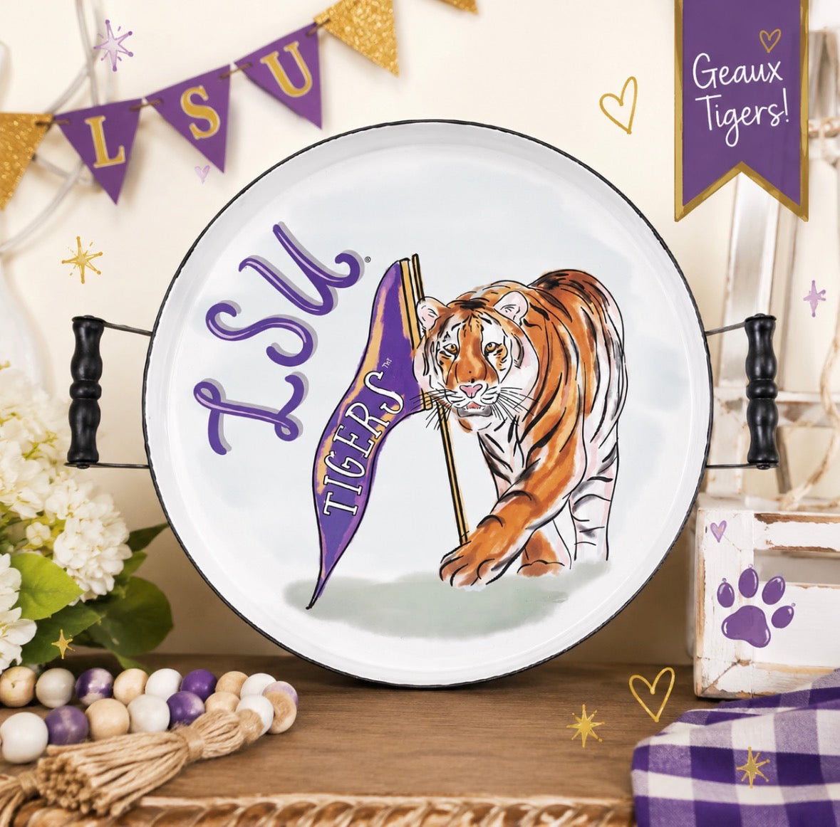 LSU Round Tray License carried by Glory Haus