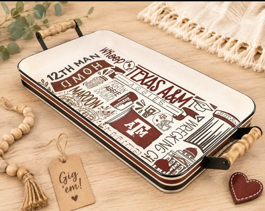 Texas A&M University Rectangle Enamel Serving Tray-Licensed by Glory Haus