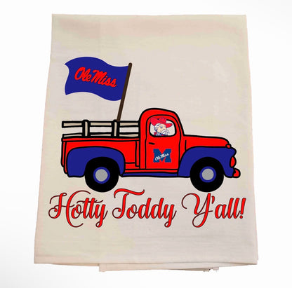 Ole Miss Flag Truck Tea Towel-Licensed carried by Bunnies and Bows