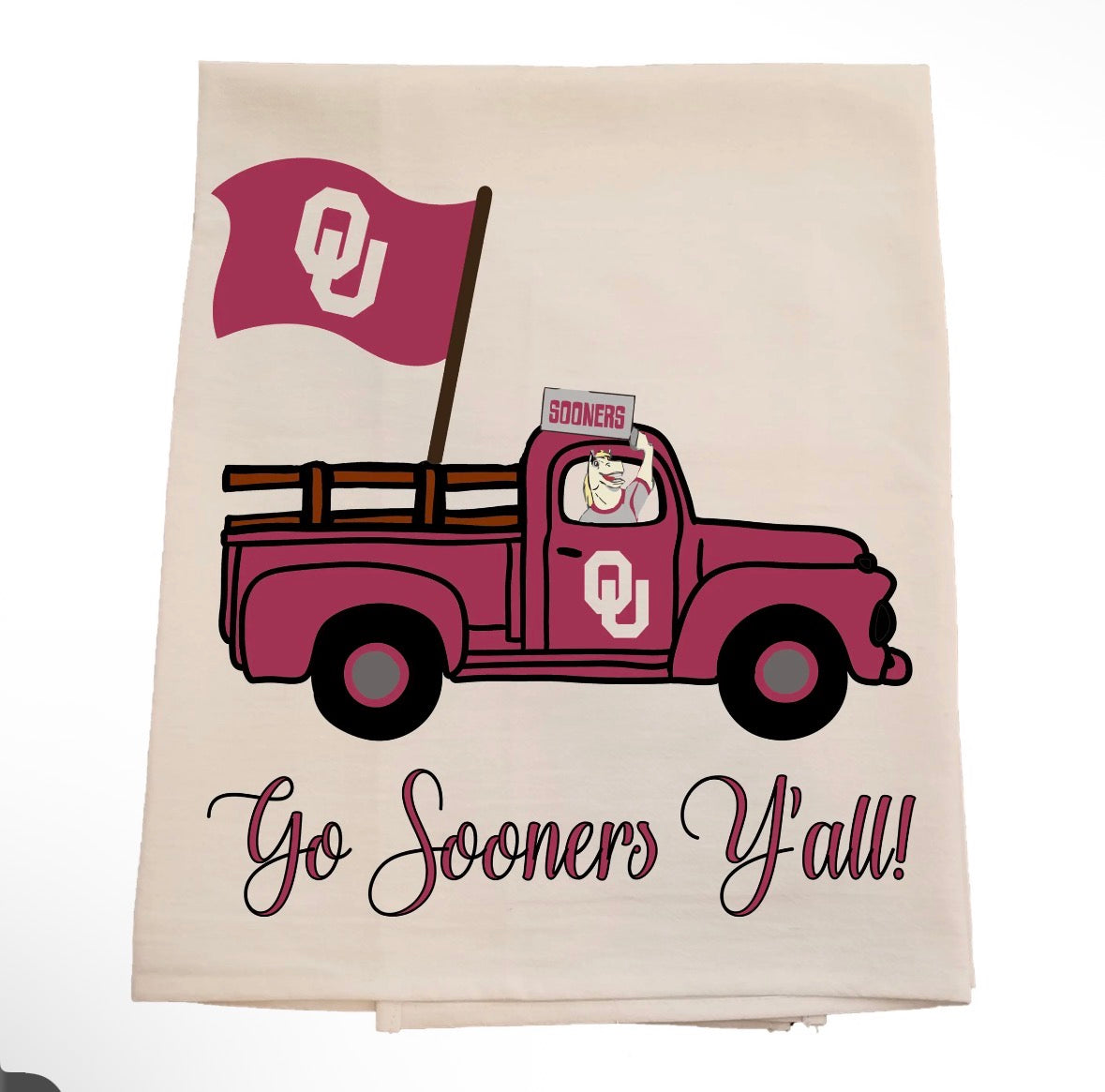Oklahoma flag truck Tea Towel Licensed carried by Bunnies and Bows