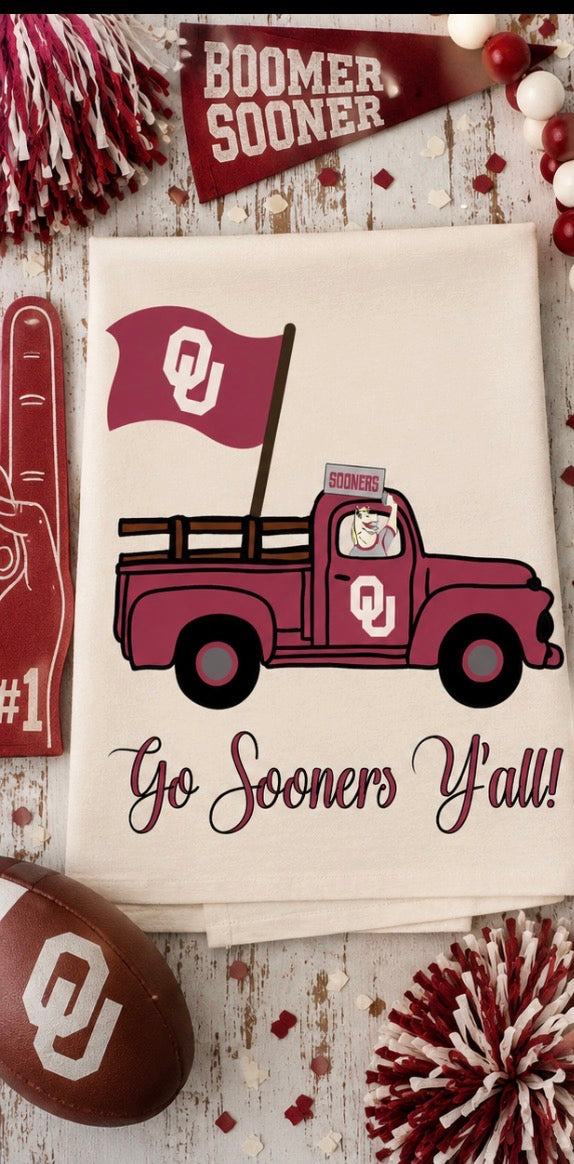 Oklahoma flag truck Tea Towel Licensed carried by Bunnies and Bows