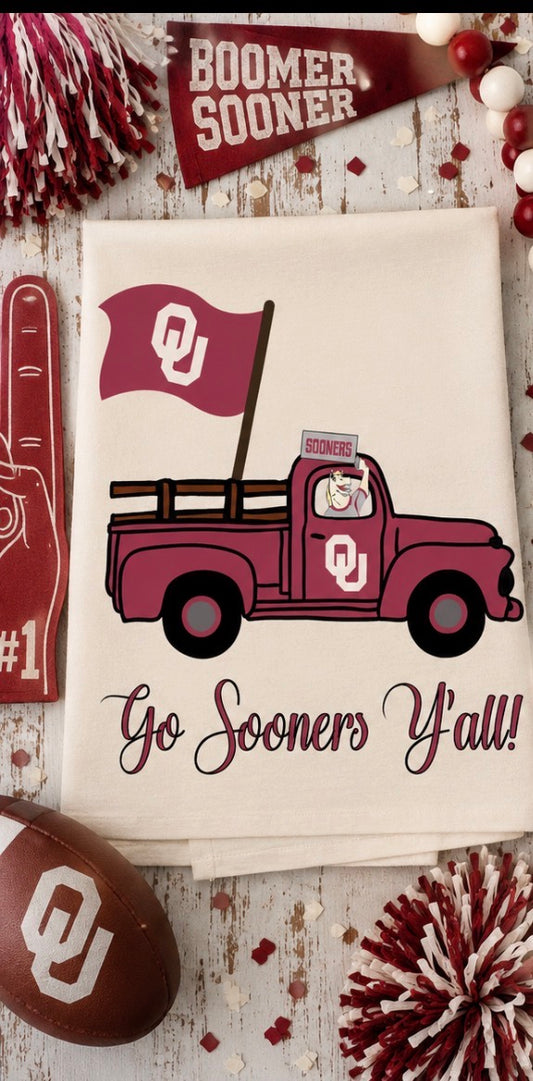 Oklahoma flag truck Tea Towel Licensed carried by Bunnies and Bows