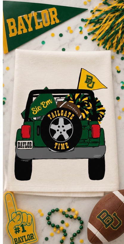 Baylor Tailgate Jeep Tea Towel