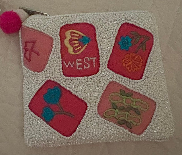Mahjong Wallet White Beaded