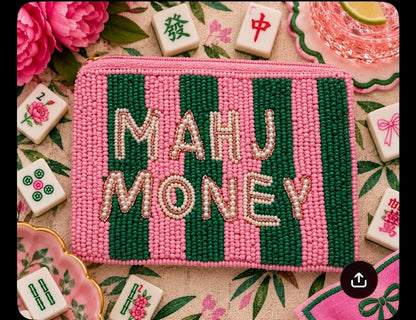 Mahjong wallet pink and green