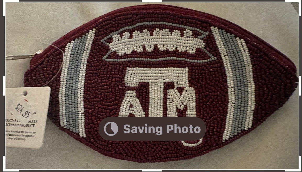 Texas A & M Beaded Clutch-Licensed carried by La Chic Designs