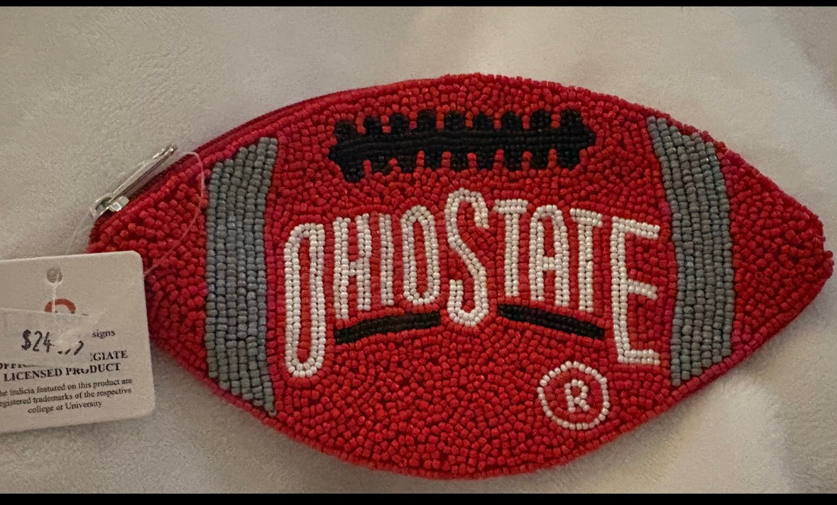 Ohio State University Beaded Clutch-licensed carried by La Chic Designs