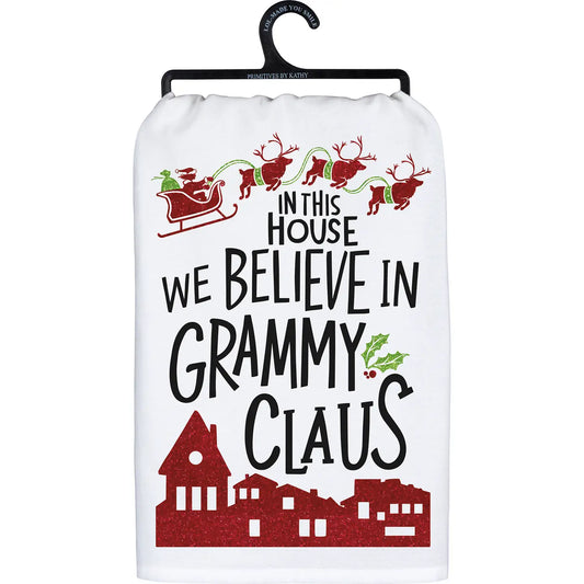 WE BELIEVE IN GRAMMY CLAUS Tea Towel