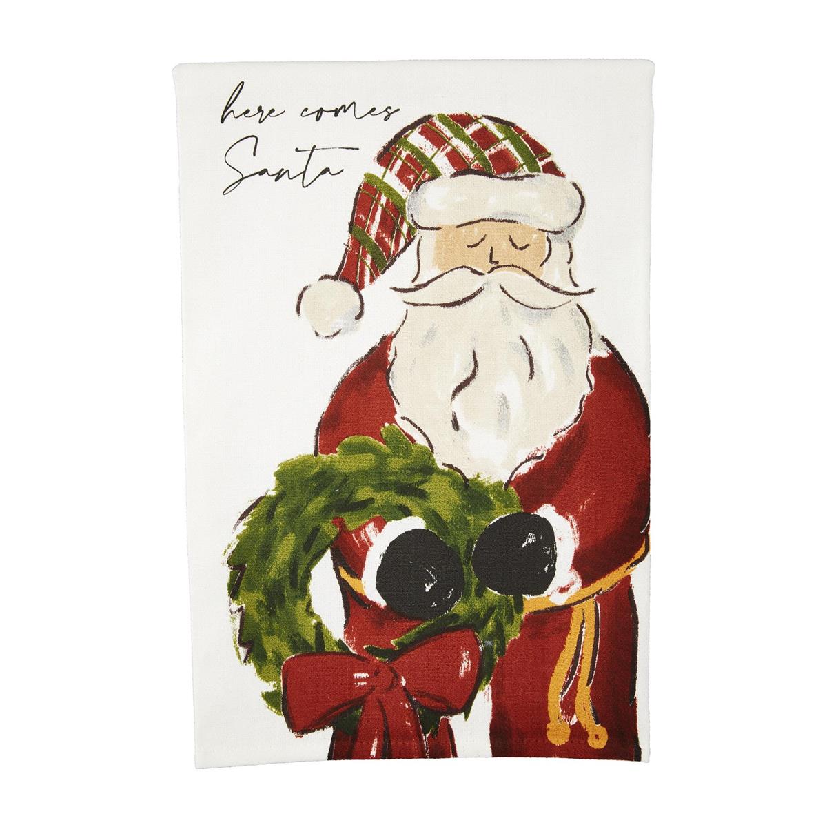 Here Comes Santa (Wreath) Tea Towel