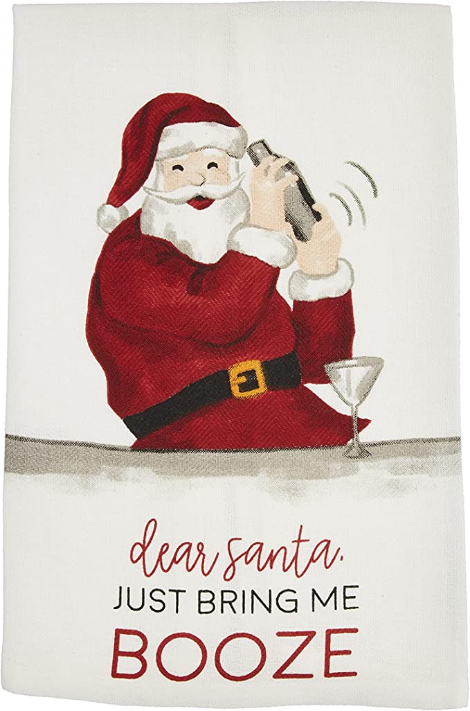 Dear Santa Bring Me Booze Tea Towel