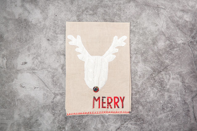 Merry Deer Christmas Tea Towel