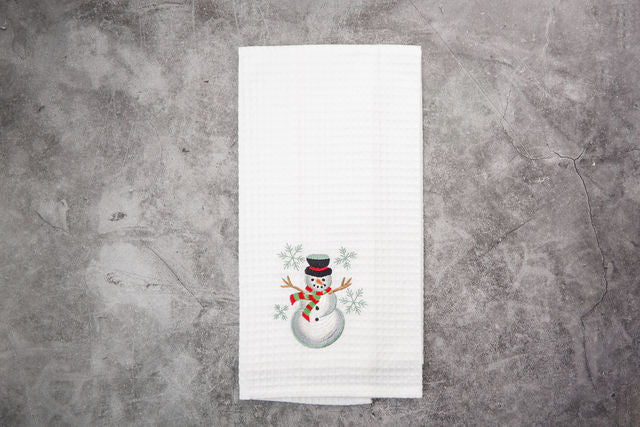White Snowman Tea Towel