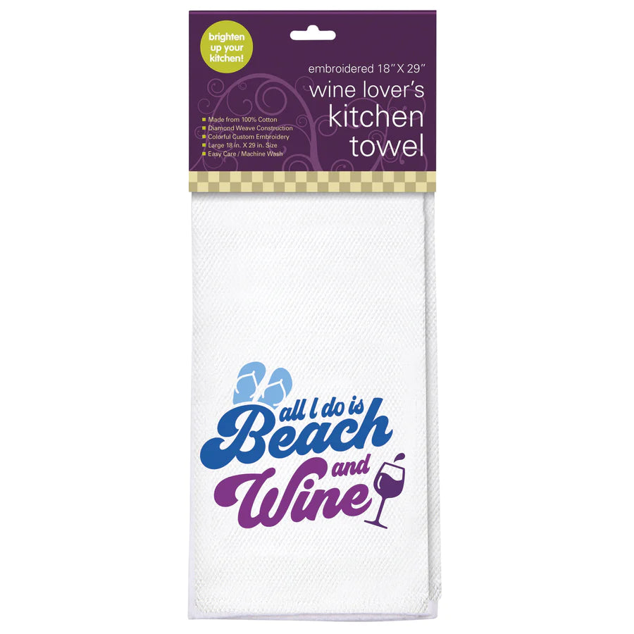 Beach & Wine Tea Towel